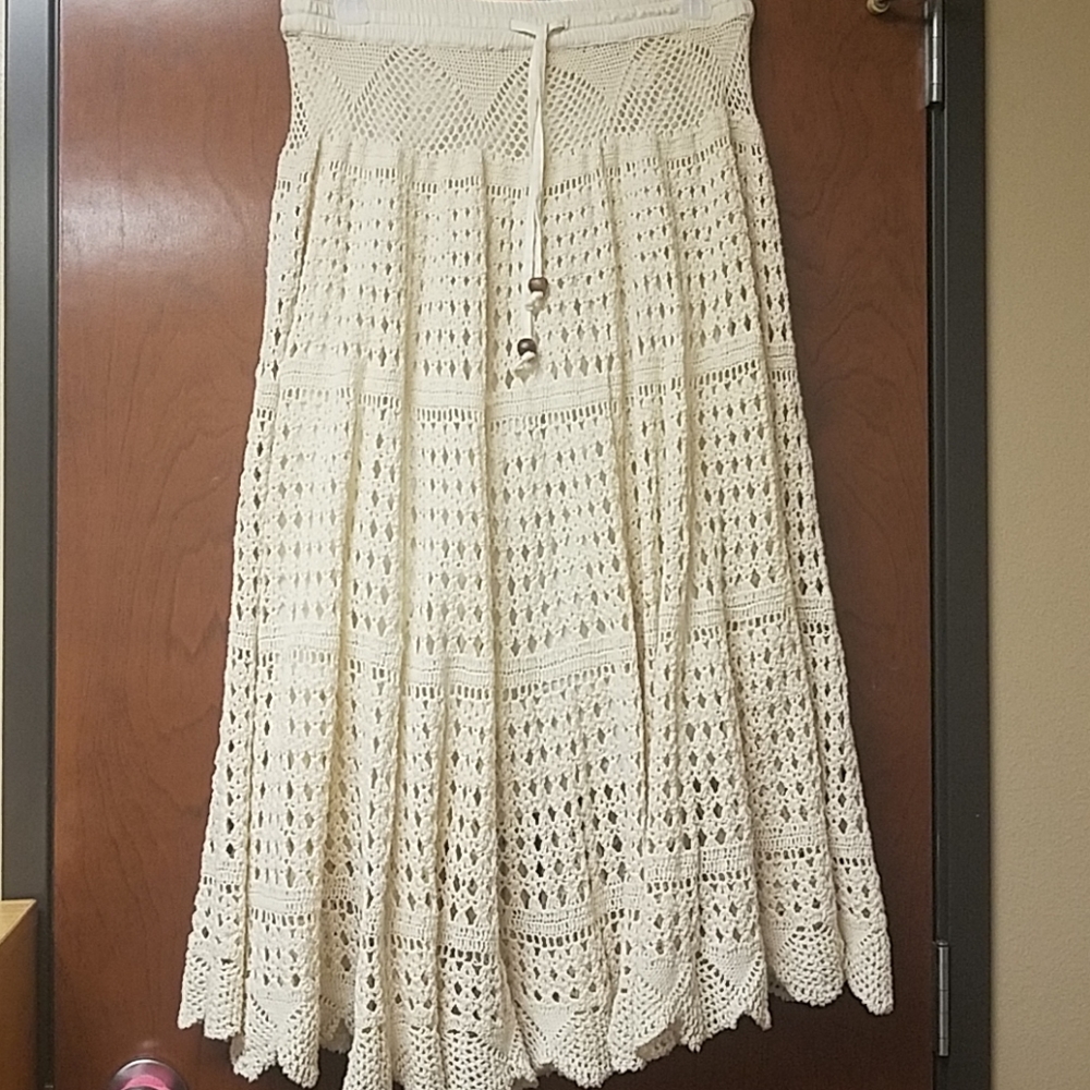 Cream crochet maxi skirt